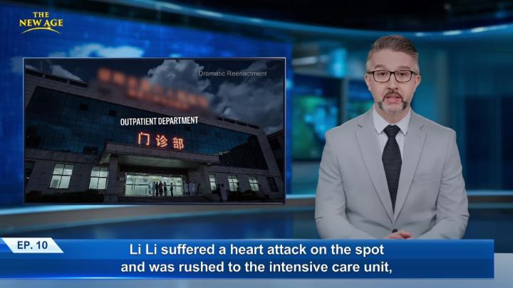 A man sitting at a virtual set with a photo of a home displayed to his left. 